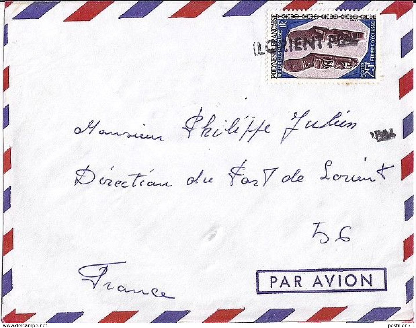 POLYNESIE N° 56 S/L. DE PAPEETE/1969 POUR LA FRANCE - Cartas & Documentos