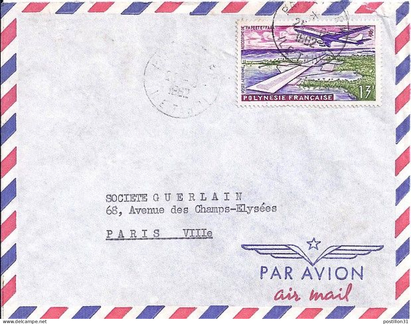 POLYNESIE N° PA5 S/L. DE PAPEETE/25.8.62 POUR LA FRANCE - Briefe U. Dokumente