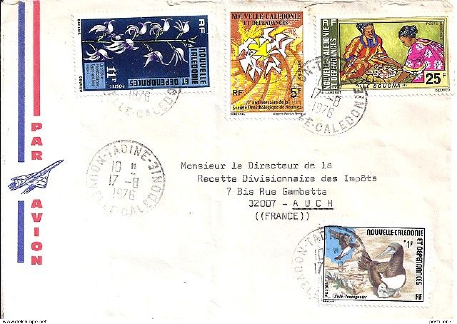 Nlle CALEDONIE N° PA163/393/395/398 S/L. DE TADINE/17.8.76 POUR LA FRANCE - Brieven En Documenten