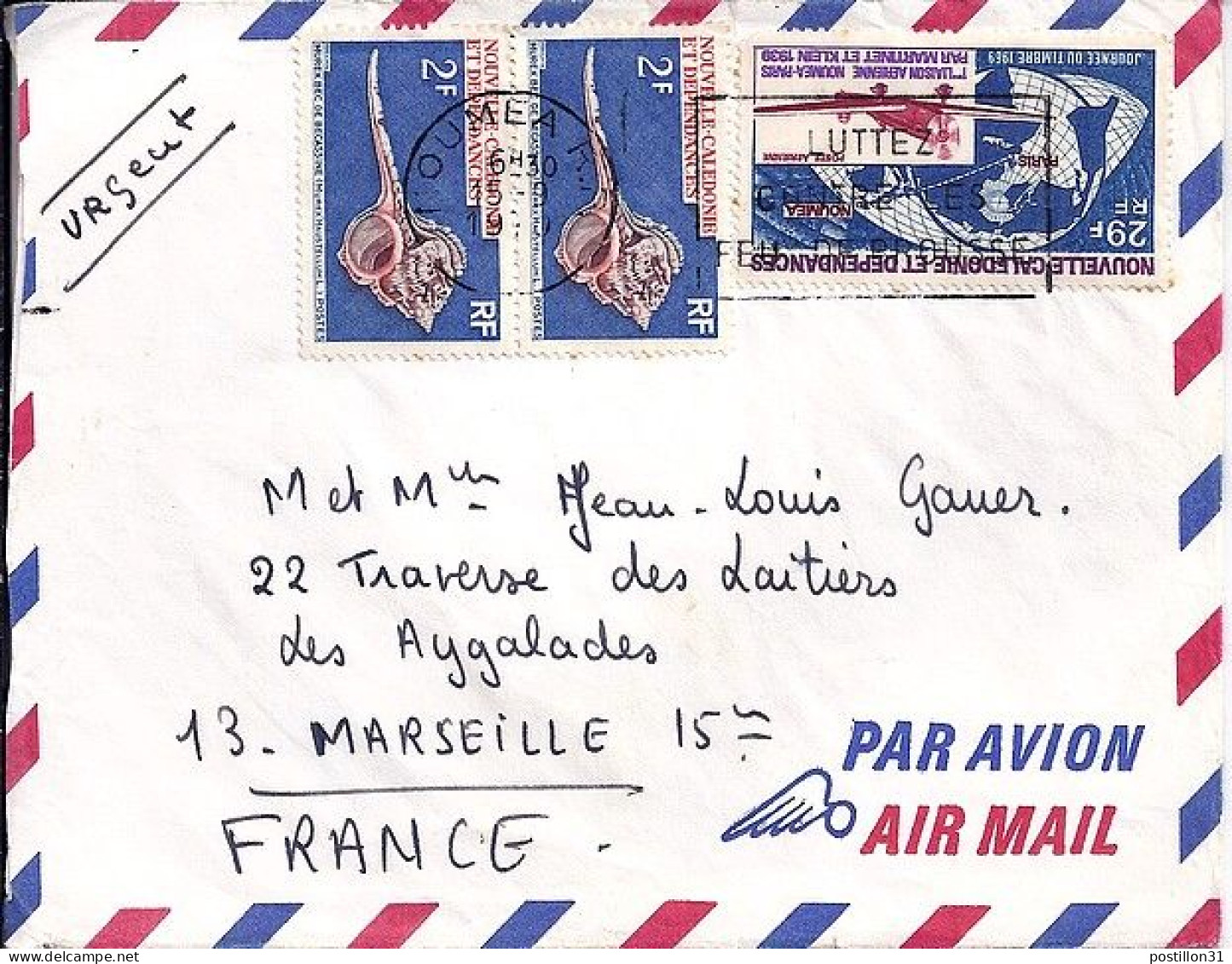 Nlle CALEDONIE N° PA102 S/L. DE NOUMEA/15.9.70 POUR LA FRANCE - Lettres & Documents