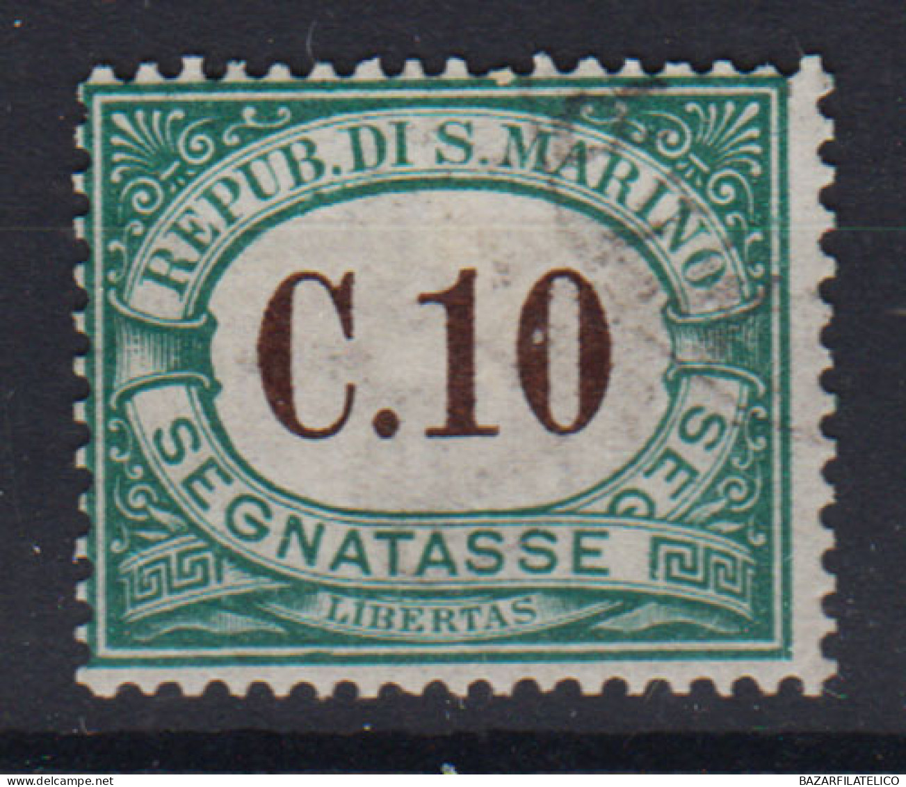 SAN MARINO 1897 - 1919 SEGNATASSE 10 CENTESIMI N.2 G.O MLH* - Ungebraucht