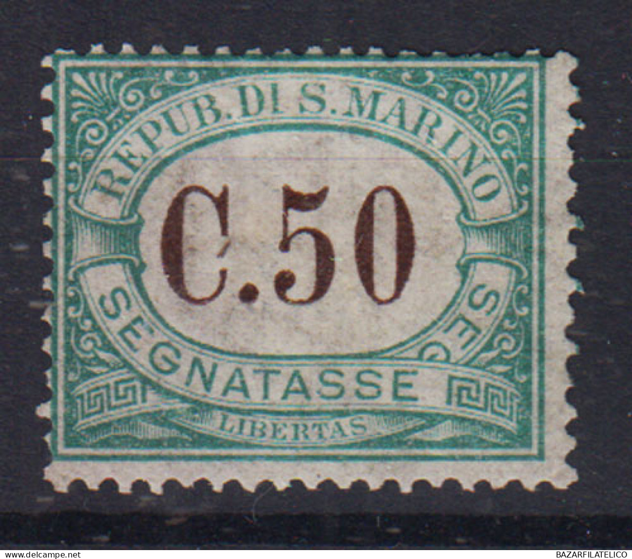 SAN MARINO 1897 - 1919 SEGNATASSE 50 CENTESIMI N.4 G.O MLH* - Neufs