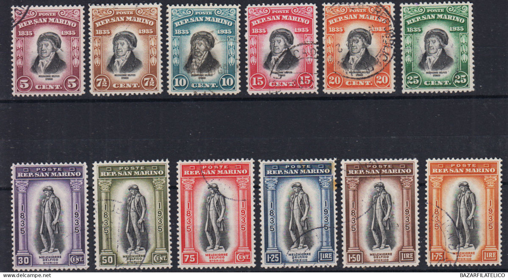 SAN MARINO 1935 DELFICO 12 VALORI US. - Used Stamps