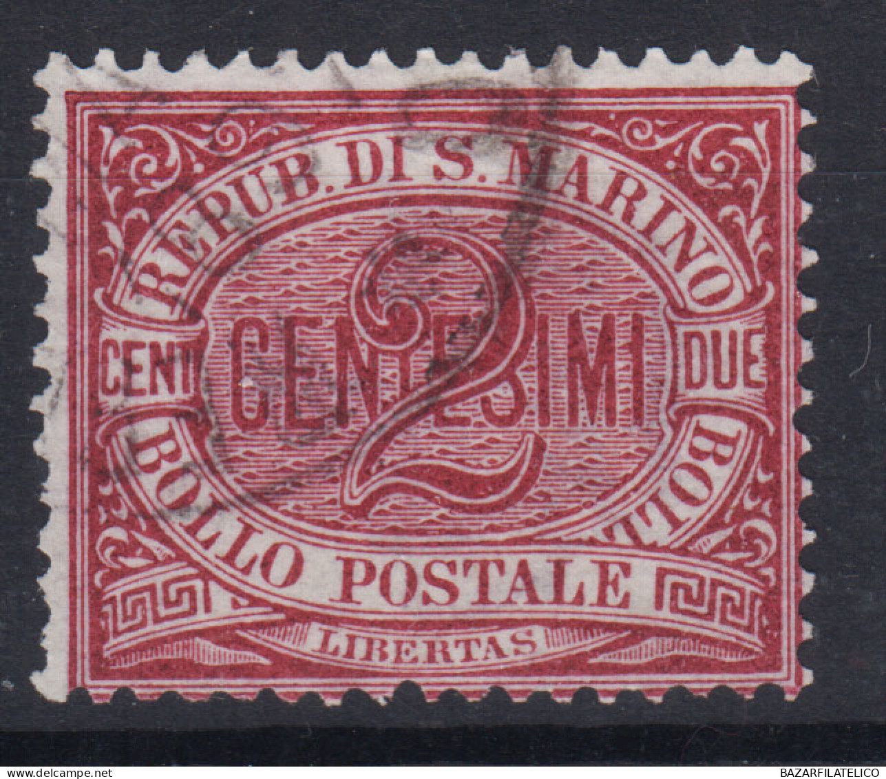 SAN MARINO 1894-99 CIFRA 2 CENTESIMI N.26 US. - Used Stamps