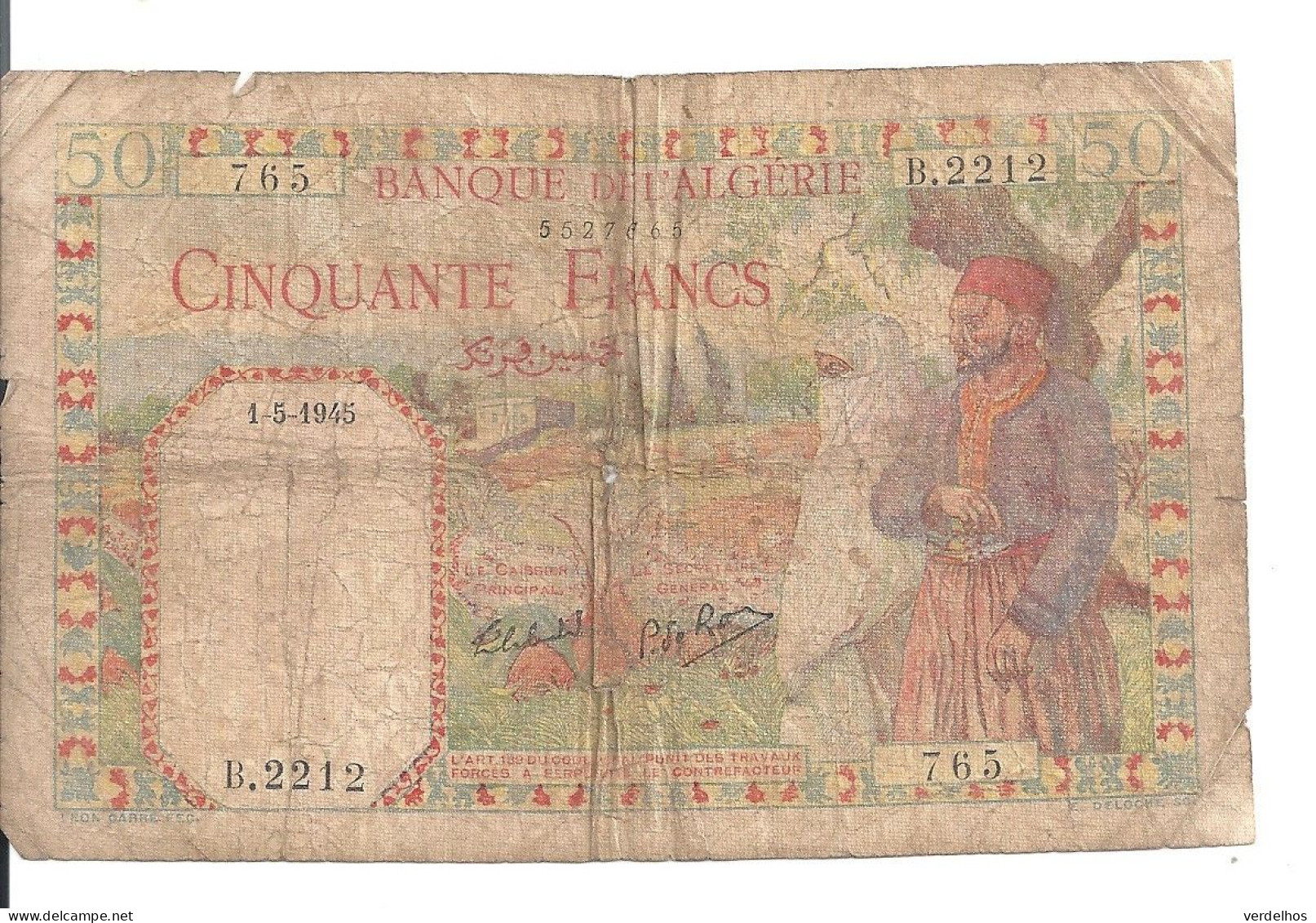 ALGERIE 50 FRANCS 1945 VG P 87 - Algérie