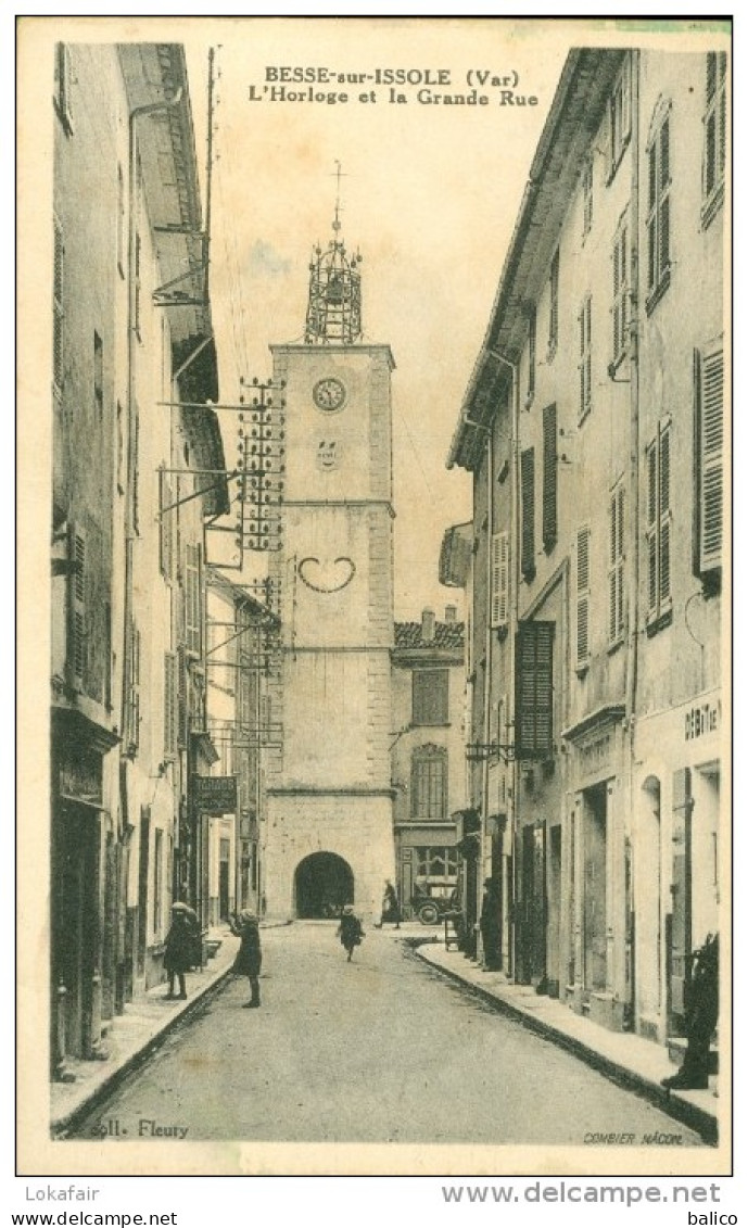 83 - Besse, L'Horloge Et La Grande Rue - Besse-sur-Issole