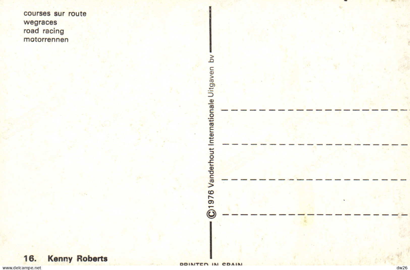 Motocyclisme, Sport Moto - Courses Sur Route, Road Racing, Kenny Roberts - Carte N° 16 Non Circulée - Moto Sport