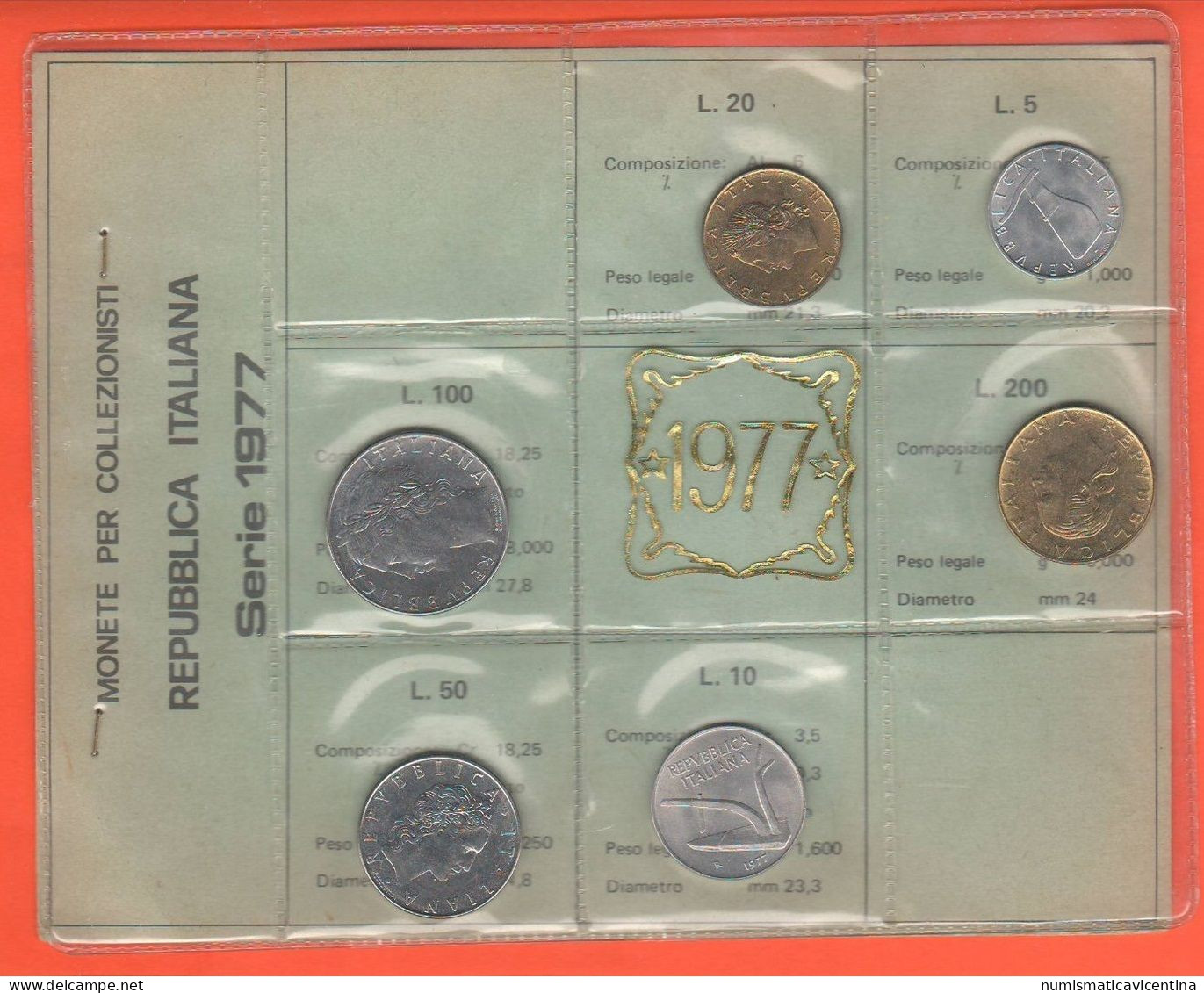 Repubblica Italia Serie 1977 No Argento Monete Da 5 10 20 50 100 200  Lire - Sets Sin Usar &  Sets De Prueba