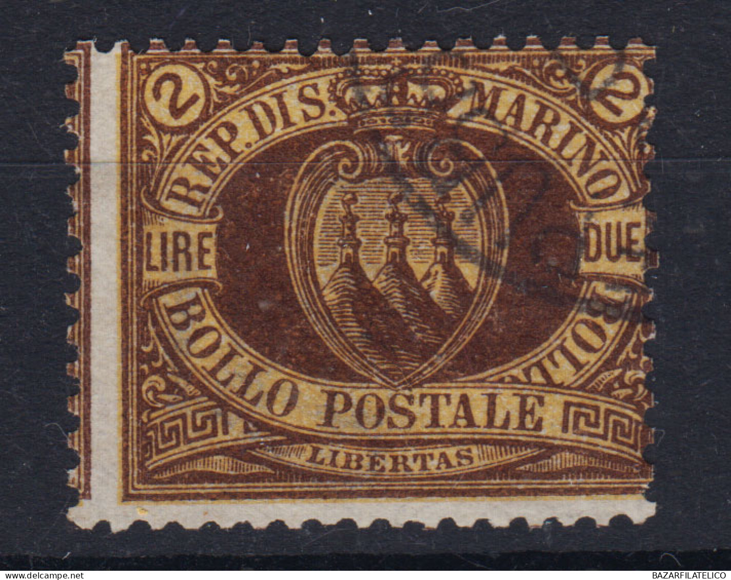 SAN MARINO 1892-94 STEMMA 2 LIRE N.21 US. - Gebraucht