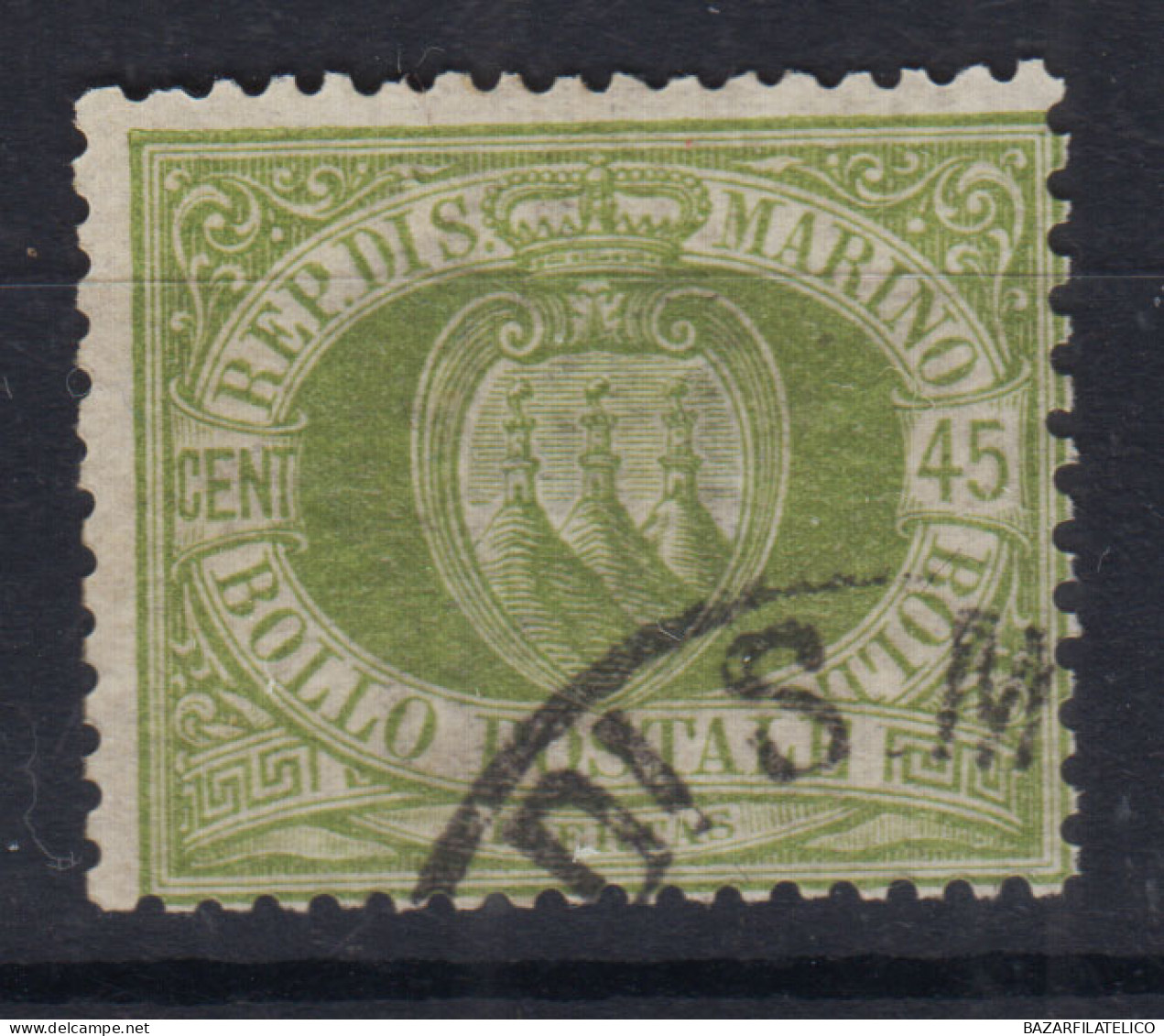 SAN MARINO 1892-94 STEMMA 45 CENTESIMI N.18 US. - Used Stamps