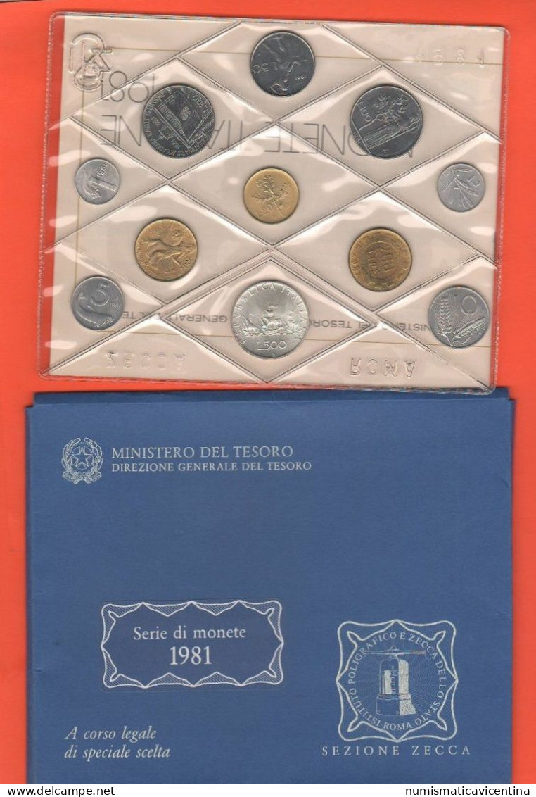 Italia Repubblica Serie 1981  1 2 5 10 20 50 100 200 200 500 Lire Fdc Unc SetItalie Italy - Jahressets & Polierte Platten