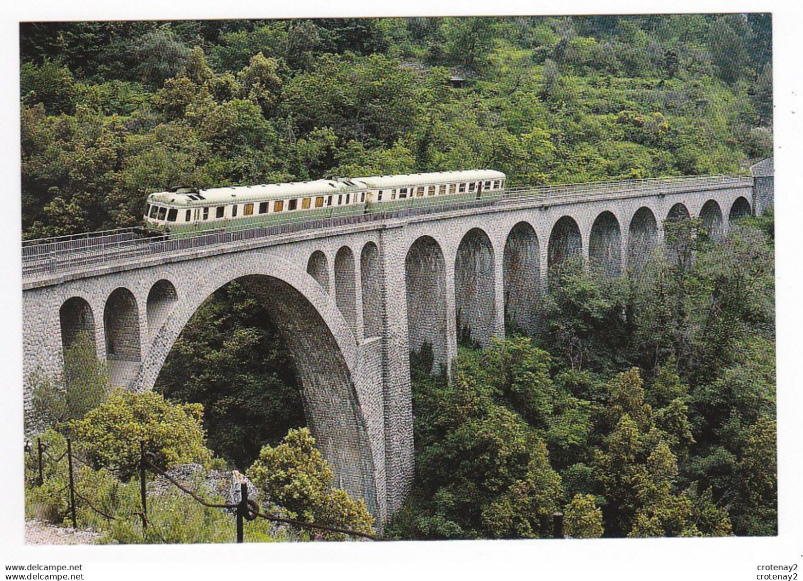 06 Entre Peille Et L'Escarène Sur Le Viaduc De L'Erbossiéra Train Autorail SNCF Rame X 2719 Excursion En 1988 VOIR DOS - L'Escarène