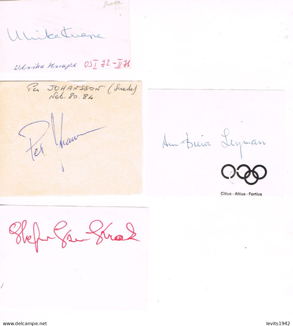 JEUX OLYMPIQUES - AUTOGRAPHES DE MEDAILLES OLYMPIQUES - CONCURRENTS DE SUEDE - - Authographs