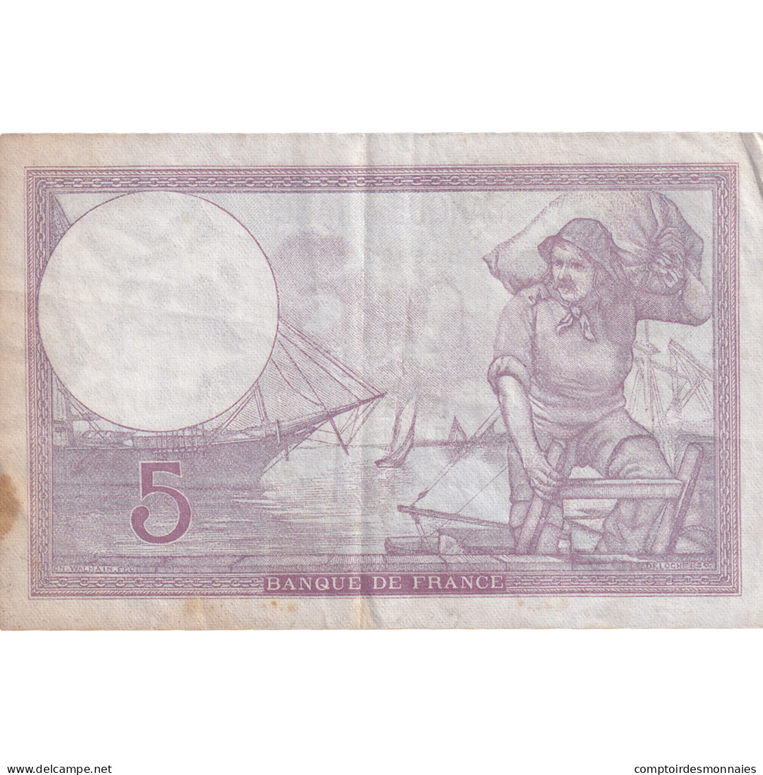 France, 5 Francs, 1940, V.66396, TB, Fayette:F.04.15, KM:83 - 5 F 1917-1940 ''Violet''