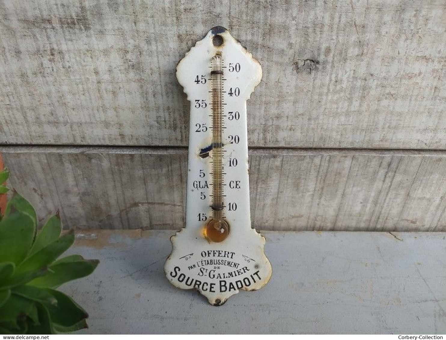 Ancien Thermomètre Publicitaire Émaillé Source Badoit Ets Saint Galmier - Levensmiddelen