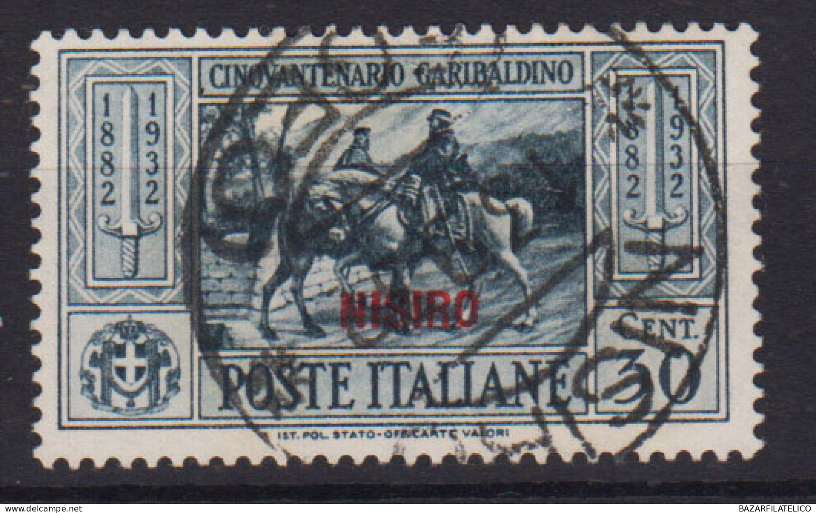 COLONIE EGEO NISIRO 1932 GARIBALDI 30 CENTESIMI N.20 USATO - Aegean (Nisiro)