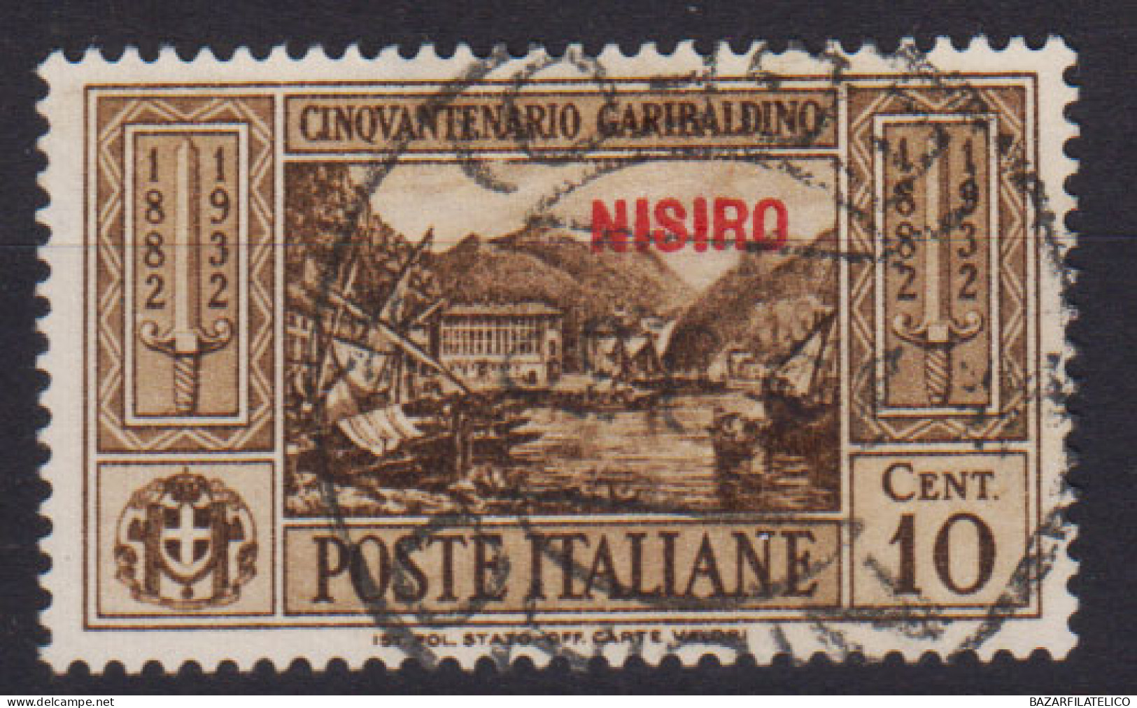 COLONIE EGEO NISIRO 1932 GARIBALDI 10 CENTESIMI N.17 USATO - Egée (Nisiro)