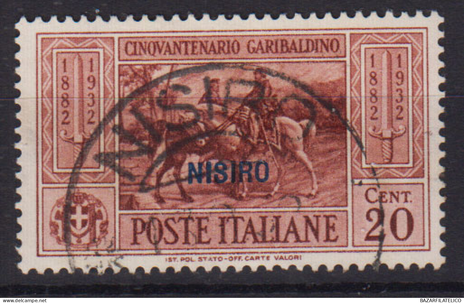 COLONIE EGEO LIPSO 1932 GARIBALDI 20 CENTESIMI N.19 USATO - Egeo (Lipso)