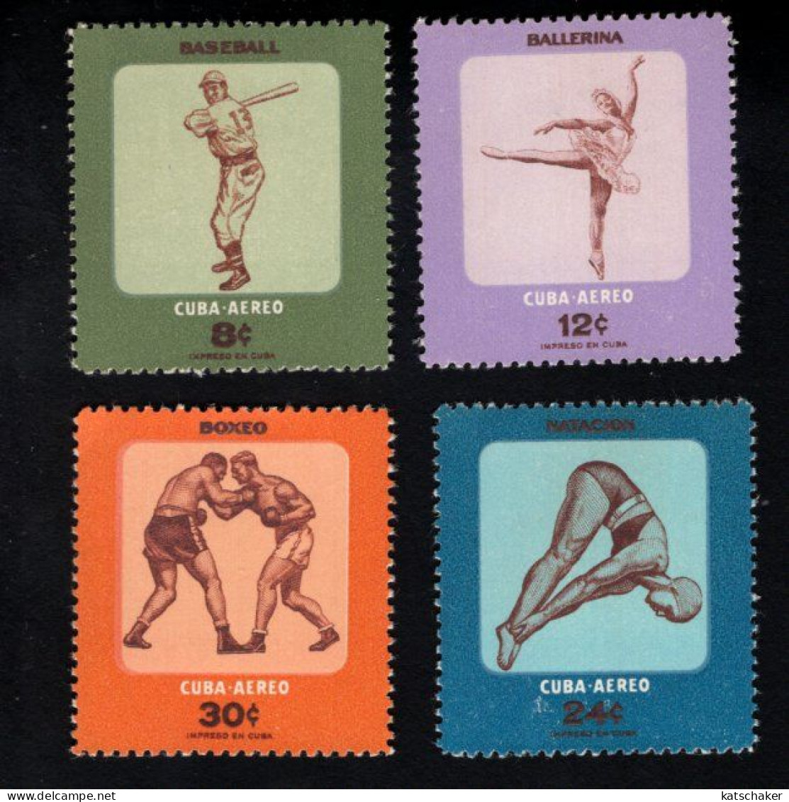 1881422088 1957 SCOTT C158 C161 (XX) POSTFRIS MINT NEVER HINGED - SET TO HONOR YOUNG CUBAN ATHLETES  - SPORT - Luftpost