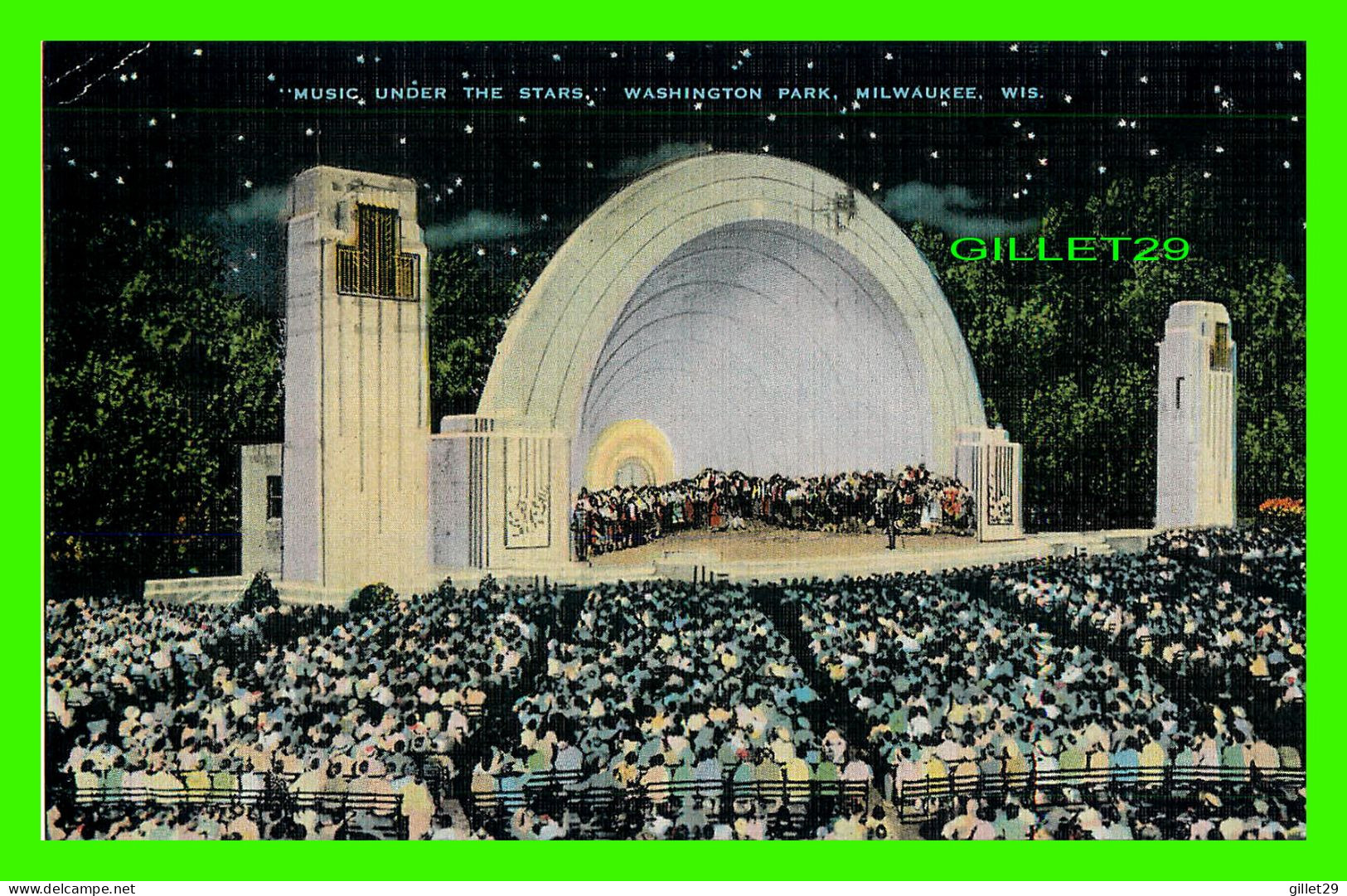 MILWAUKEE, WI - MUSIC UNDER THE STARS, WASHINGTON PARK - TRAVEL IN 1944 - E. C. KROPP CO - - Milwaukee