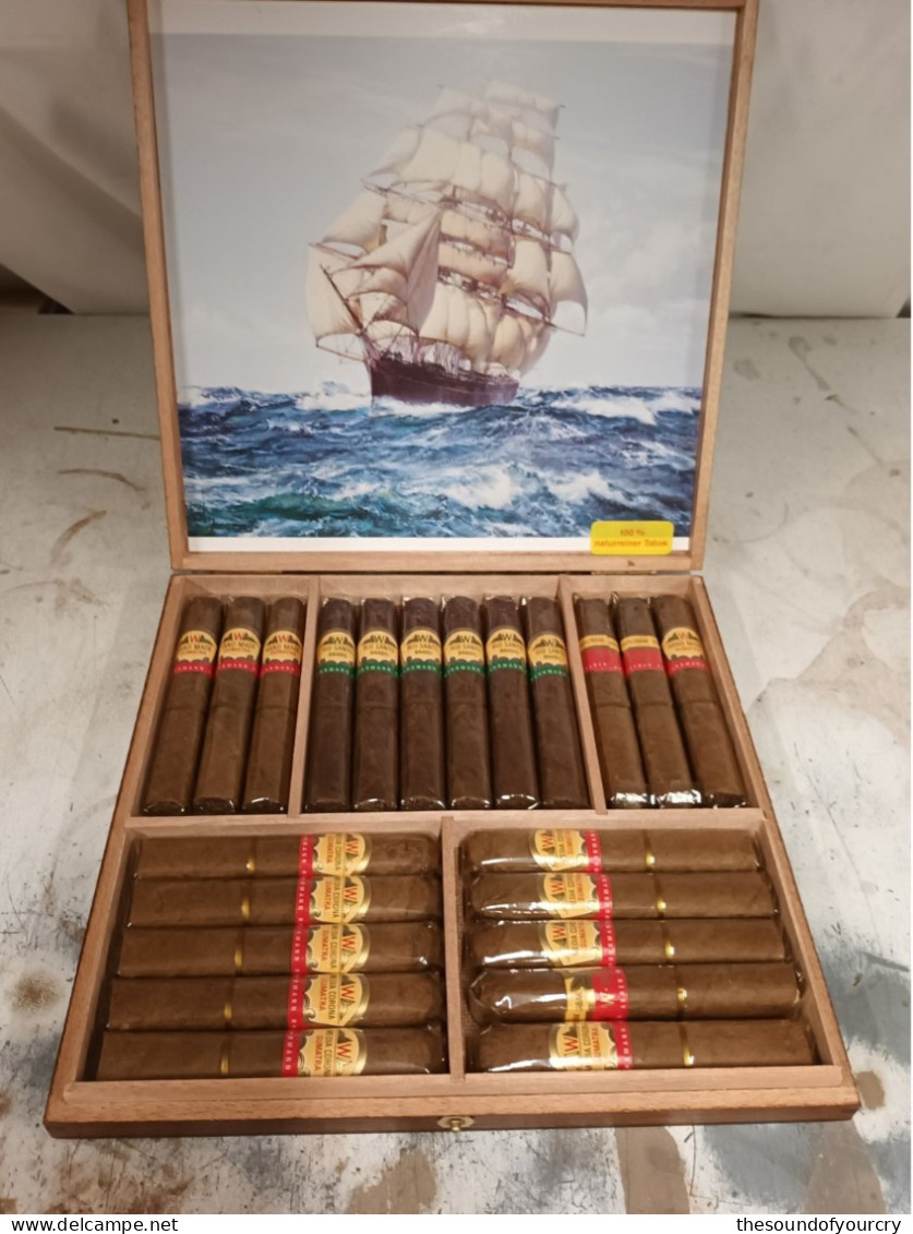 Sigarenbanden + Kist  Media Corona Sumatra - Zigarrenkisten (leer)