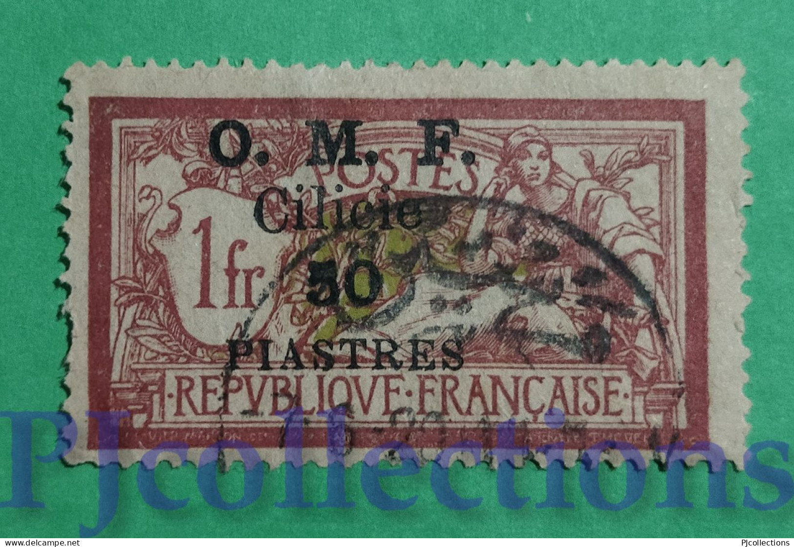 S677- FRENCH CILICIE O.M.F. 1920 OVERPRINTED 50p SU 1f USATO - USED - Oblitérés