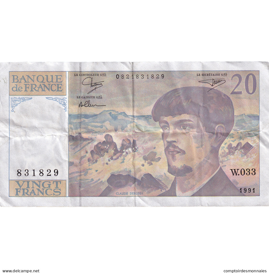 France, 20 Francs, Debussy, 1991, W.033, TTB, Fayette:66Bis.2, KM:151e - 20 F 1980-1997 ''Debussy''