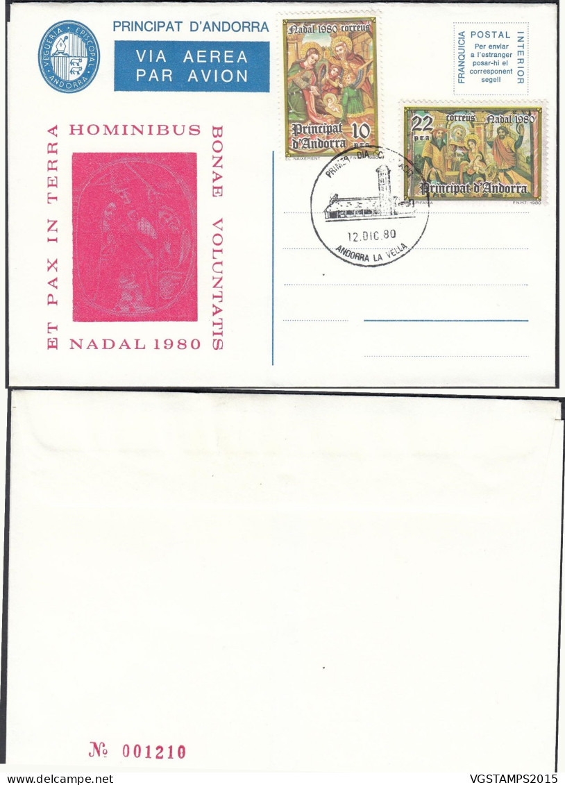 Andorre 1980- Andorre Espagnole- Entier- Lettre Par Avion De "la Vegueria Espiscopal". Theme: Noël... (EB) DC-12066 - Used Stamps