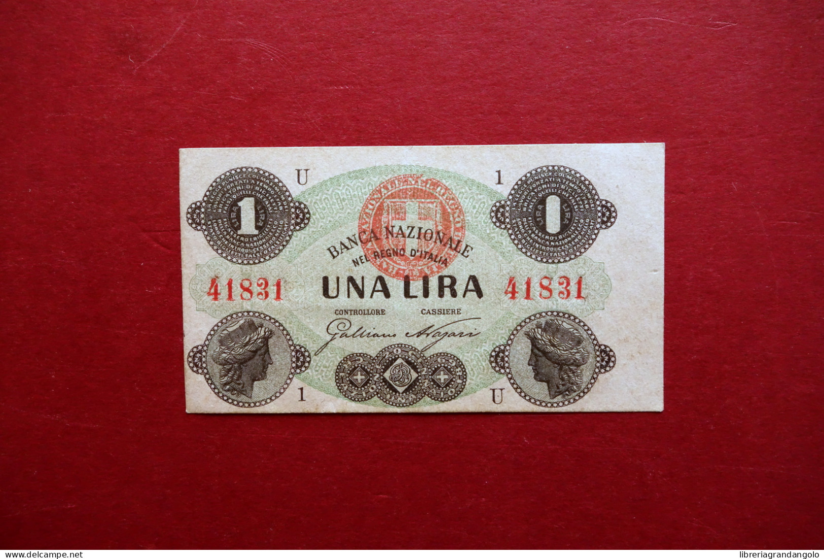 Banconota Una Lira Banca Nazionale Regno D'Italia 41831 Fior Di Stampa FDS Rara - Sonstige & Ohne Zuordnung