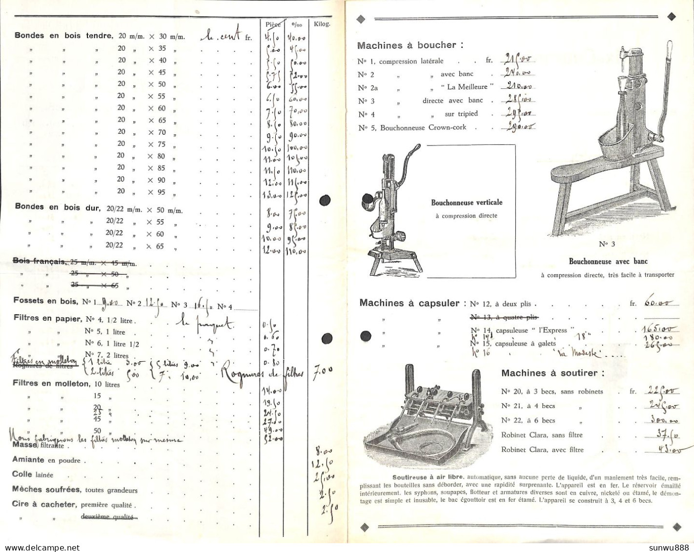 Manufacture De Bouchons Amédée Girbal Illustrée Prix-courant Machine Mise En Bouteille Bières (2) - 1900 – 1949