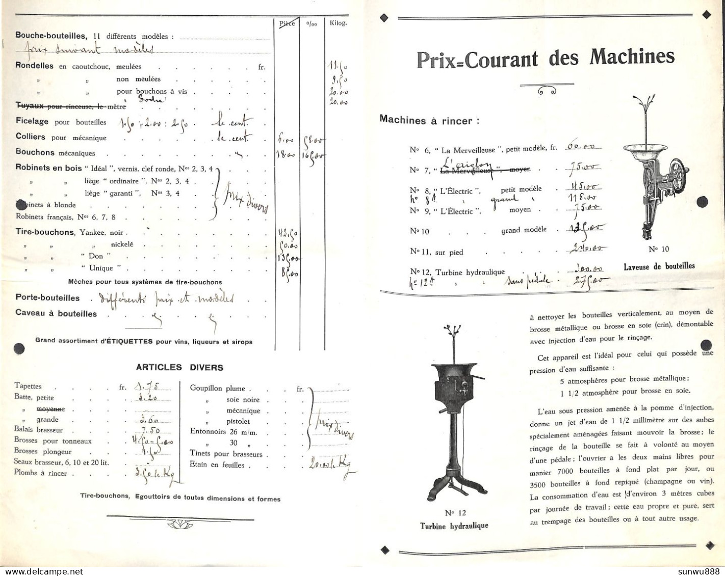 Manufacture De Bouchons Amédée Girbal Illustrée Prix-courant Machine Mise En Bouteille Bières (2) - 1900 – 1949