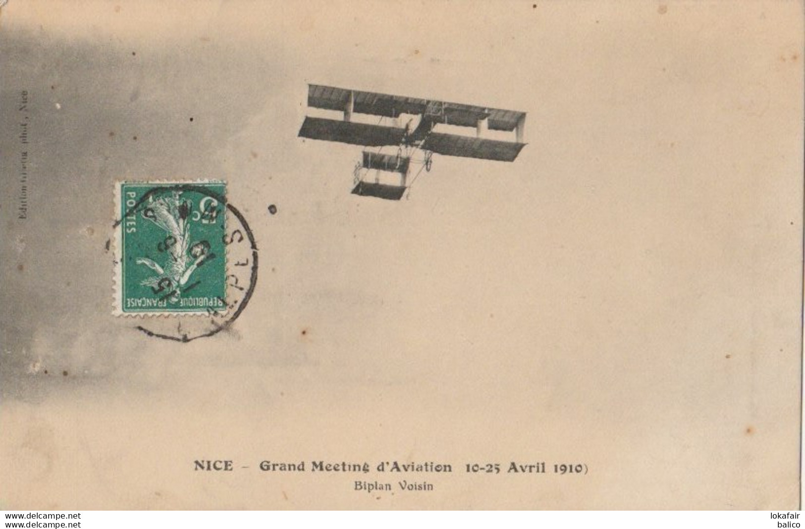 Nice -  Grand Meeting D'Aviation (10 - 25 Avril 1910)  Biplan Voisin - Transport (air) - Airport