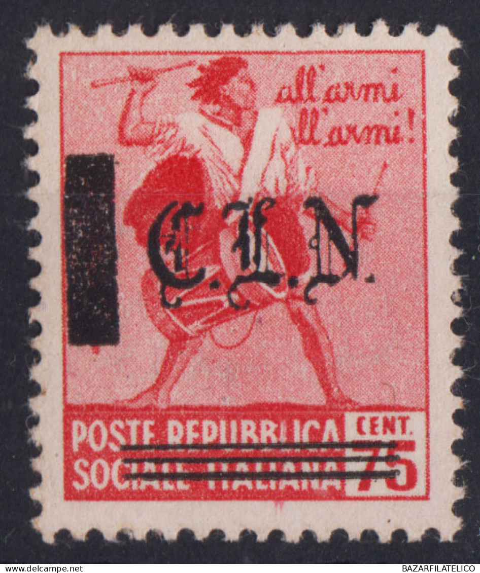 C.L.N. TORINO 1945 MONUMENTI DISTRUTTI 75 CENT. SOPRASTAMPA G.I MNH** CLN - Comite De Liberación Nacional (CLN)