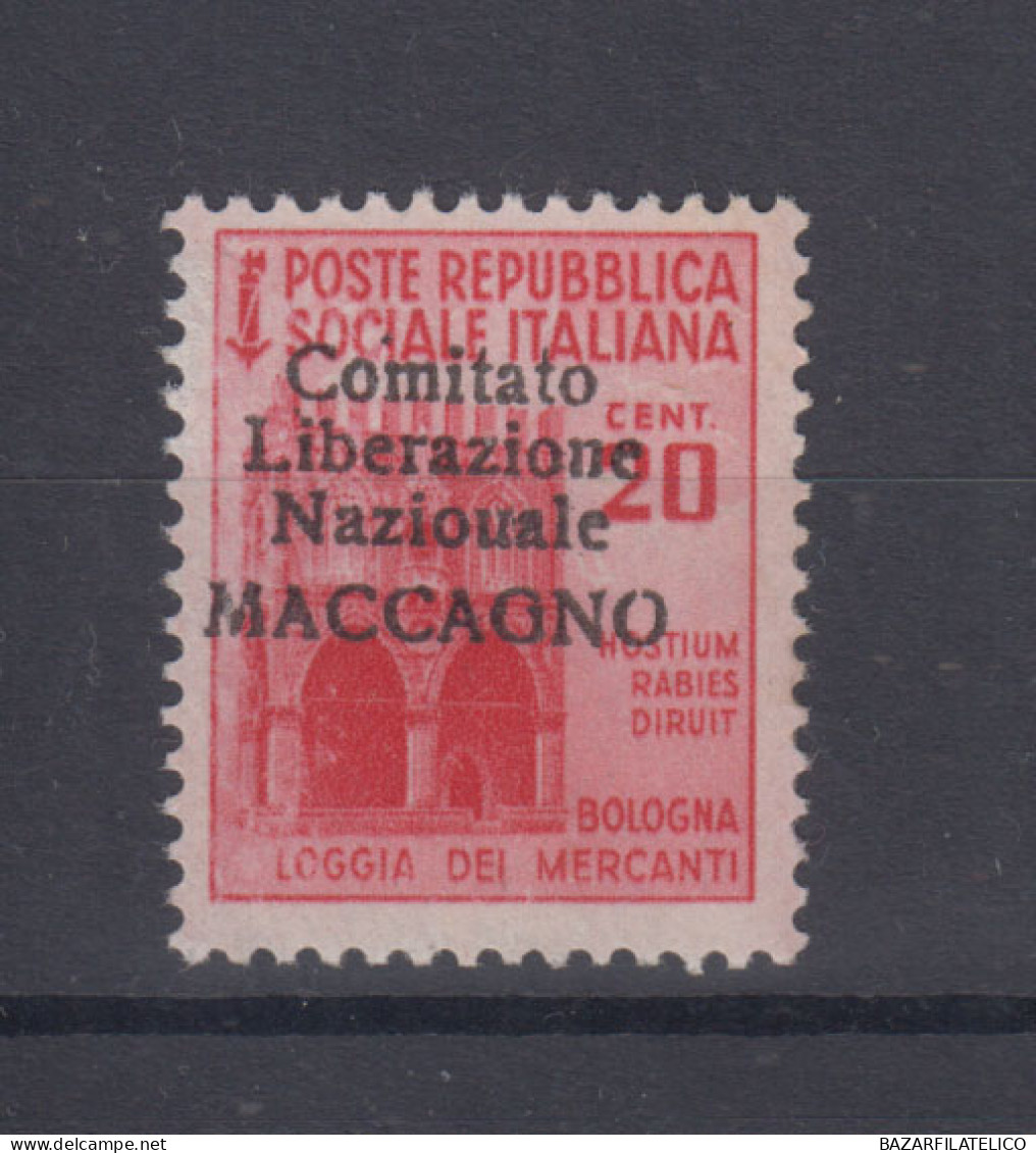 C.L.N MACCAGNO 1945 MONUMENTI DISTRUTTI 20 C. NON EMESSO N.11 VARIETA' G.I MNH** - National Liberation Committee (CLN)