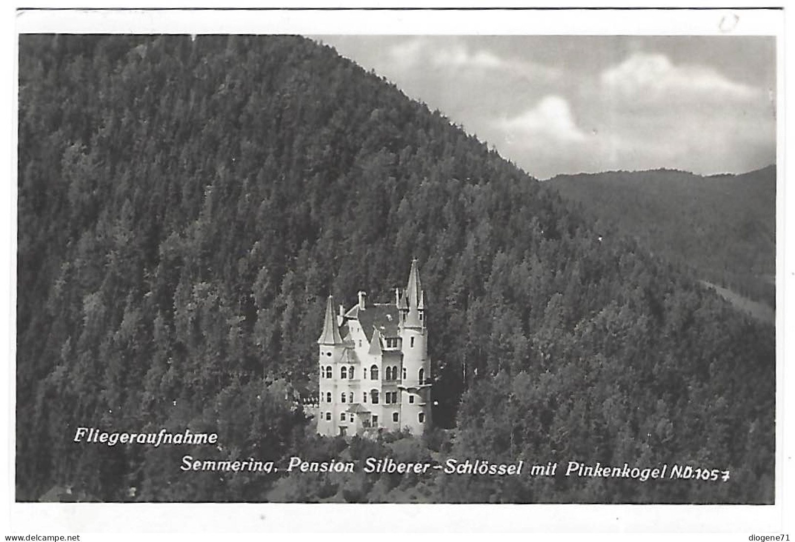 Semmering Fliegeraufnahme Pension Silberer-Schlössel Mit Pinkenkogel 1941 Aushilfsstempel? Semmering - Semmering