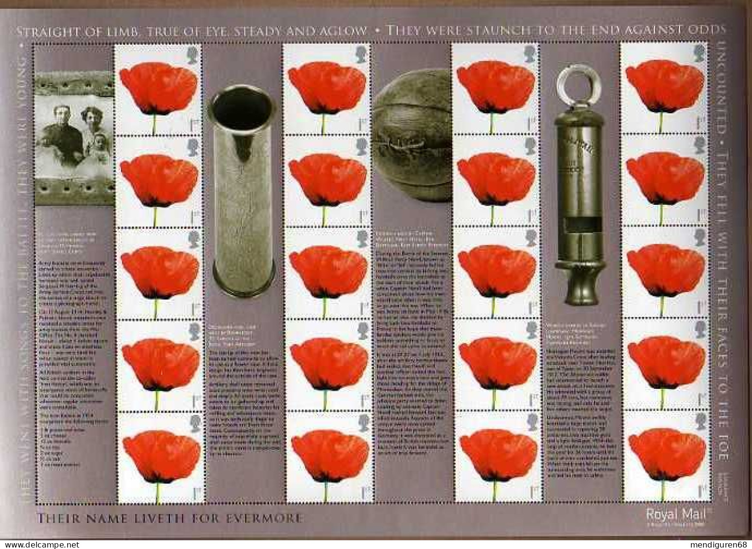 GROSSBRITANNIEN GRANDE BRETAGNE GB 2008 GENERIC SMILER Lest We Forget 1st Class Poppy Sg LS55, SC-GS-057, Mi MF5 - Francobolli Personalizzati