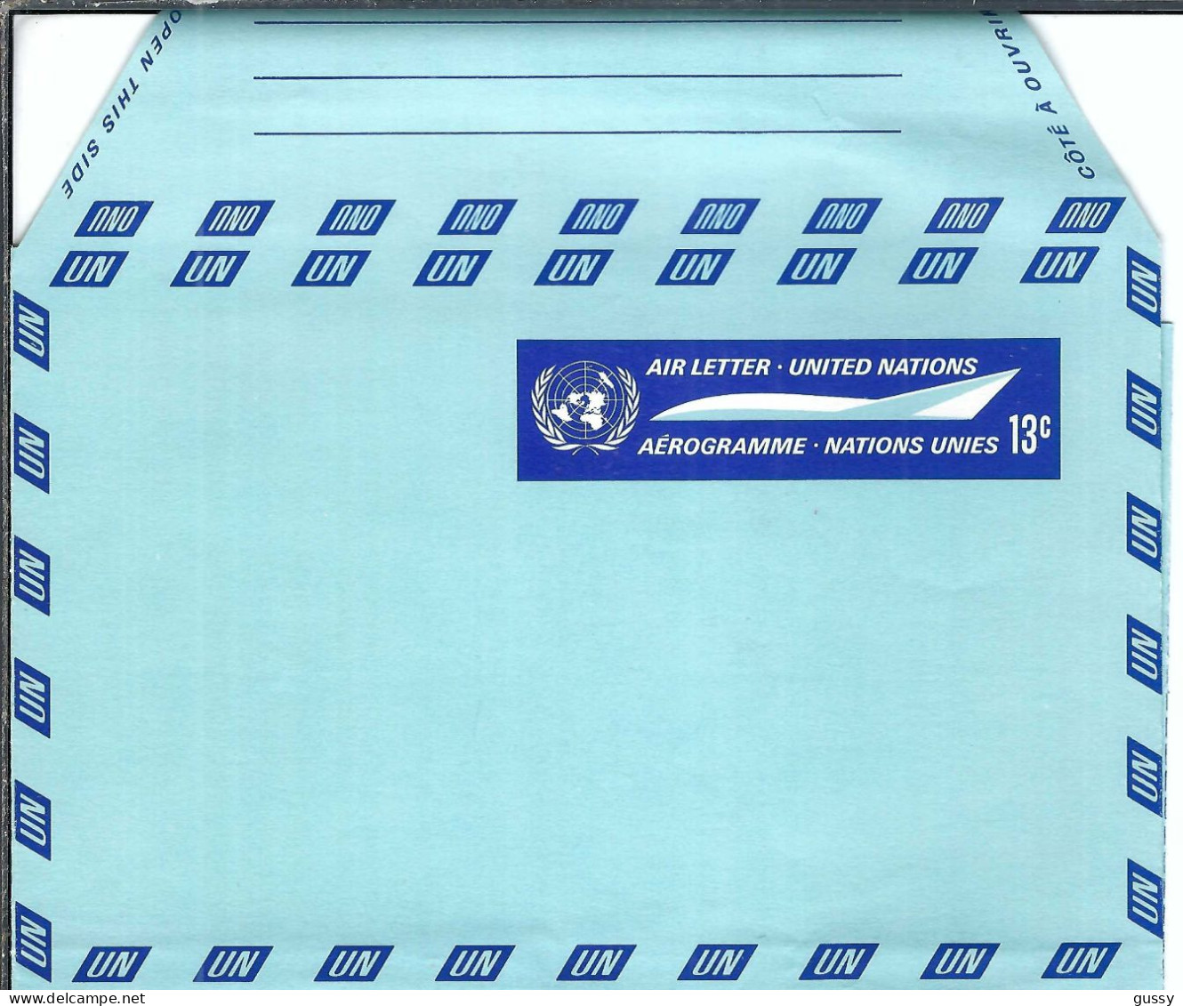 NATIONS-UNIES  P.A. Ca.1965: Aérogramme Entier De 13c Neuf - Airmail