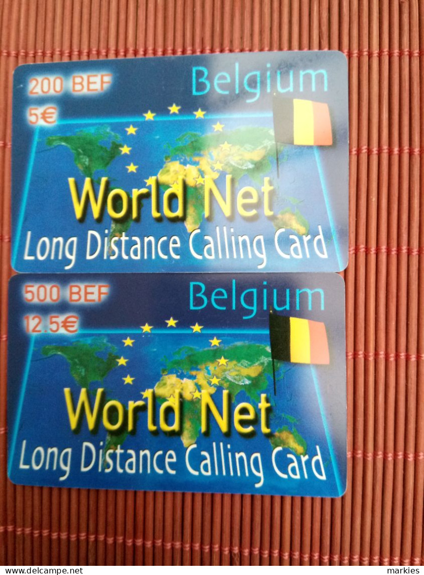 World Net 2 Prepaidcards 200 Bef + 500 BEF Edition Used  Rare - [2] Prepaid & Refill Cards