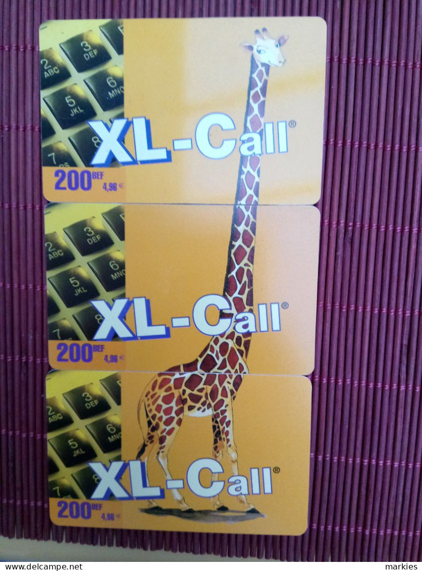 Set Xl-Call 3 Cards  Giraf Used Rare - [2] Prepaid & Refill Cards