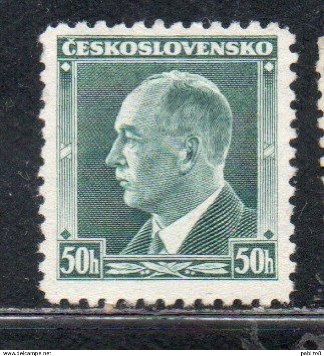 CZECH REPUBLIC CECA CZECHOSLOVAKIA CESKA CECOSLOVACCHIA 1937 PRESIDENT EDUARD BENES 50h MH - Nuovi