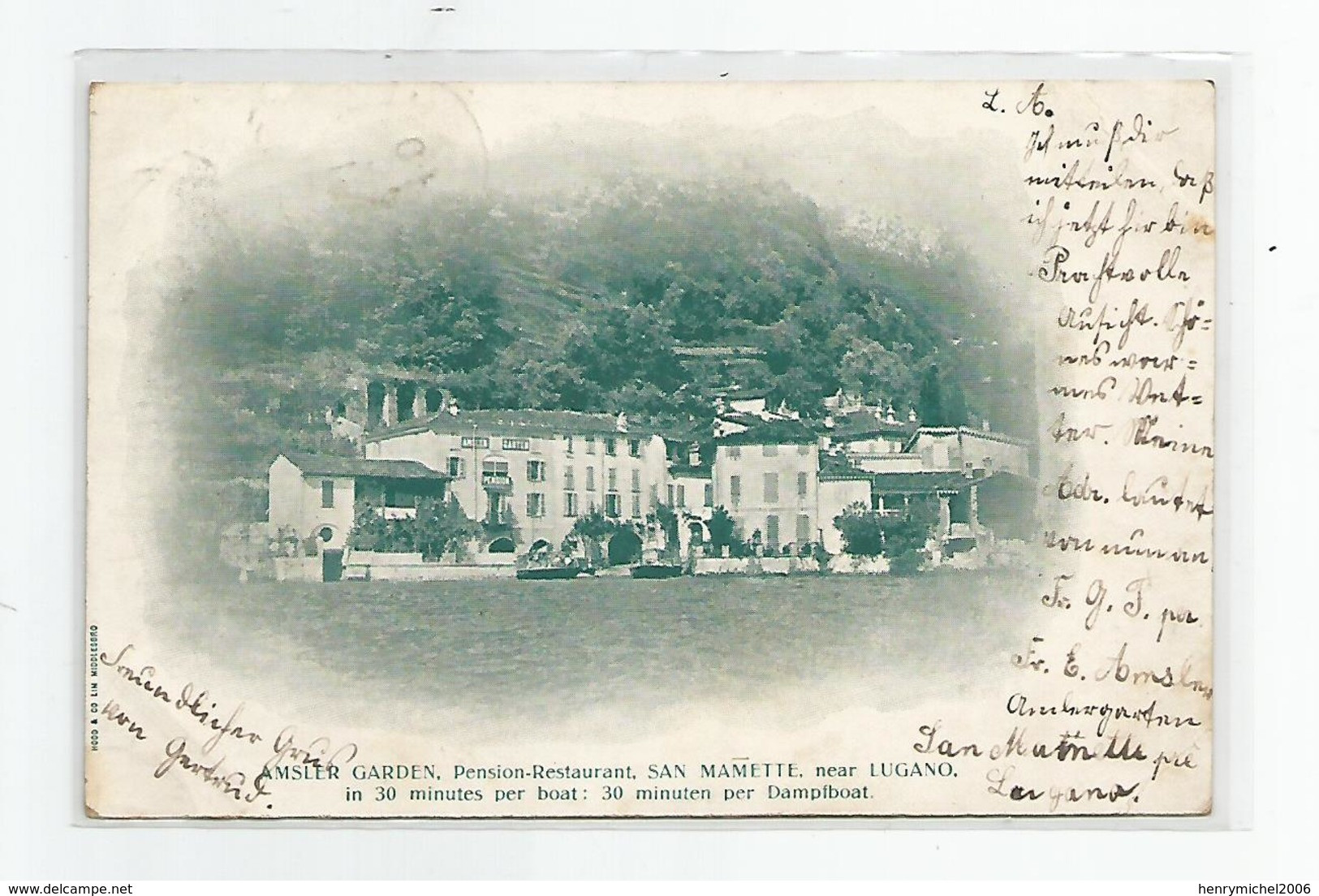 Suisse Ti Tessin Ticino Amsler Garden Pension Restaurant San Mamette Near Lugano In 30 Mn Per Boat 1904 - Lugano