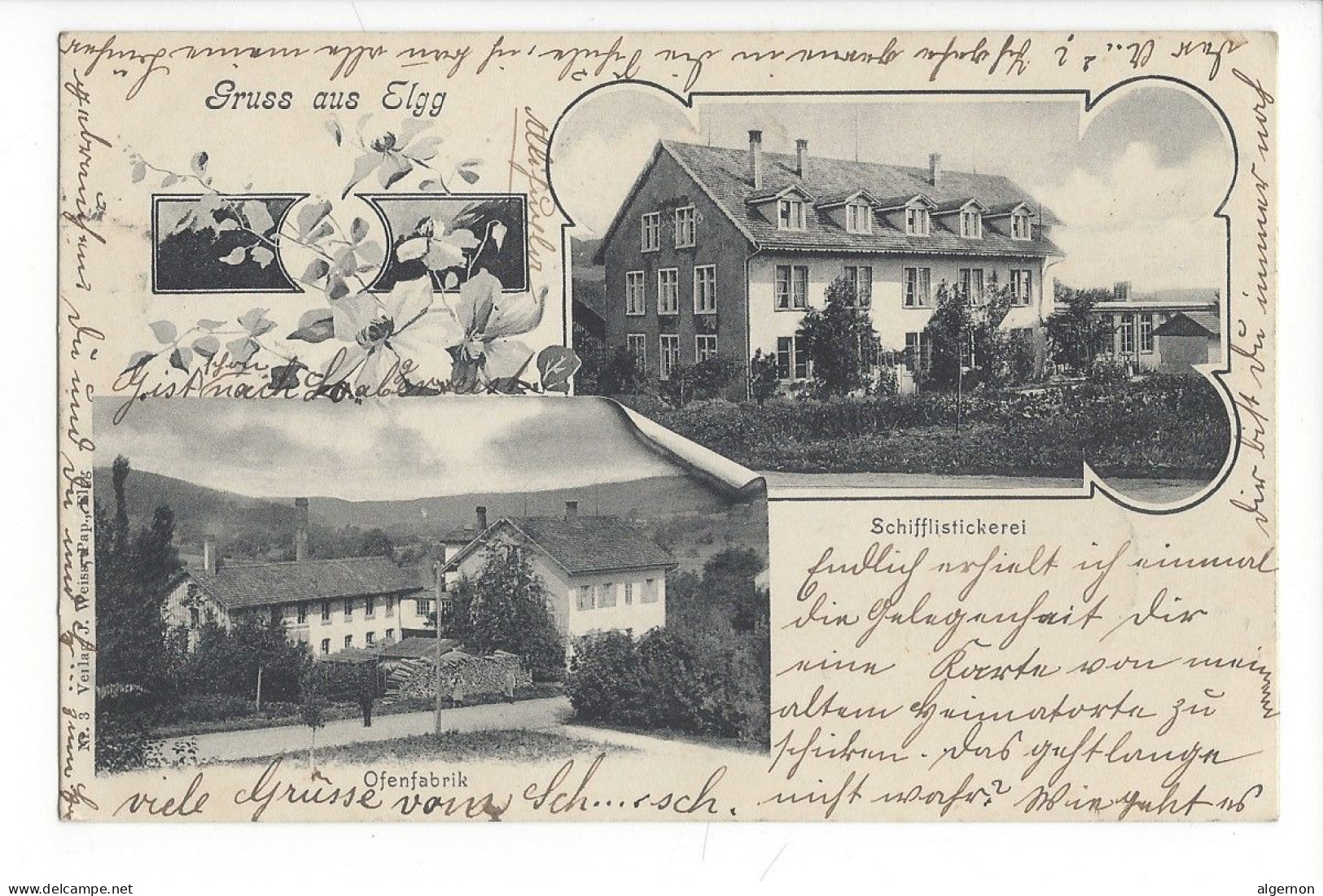 31409 -  Gruss Aus Elgg Ofenfabrik Schifflistickerei  1902 - Elgg