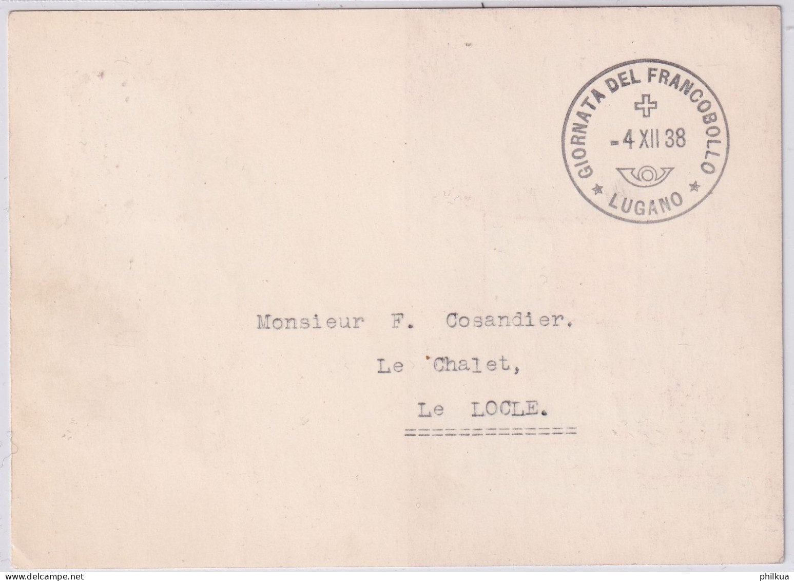 1938 - Suisse - Tag Der Briefmarke - Journeé Du Timbre - Giornata Francobollo - Michel 332 Mit Sonderstempel LUGANO - Giornata Del Francobollo