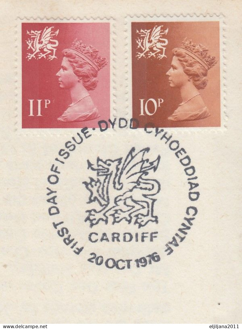 Action !! SALE !! 50 % OFF !! ⁕ GB 1976 QEII ⁕ Regional Issue WALES New Definitives Values ⁕ 2 FDC Cover CARDIFF - Wales