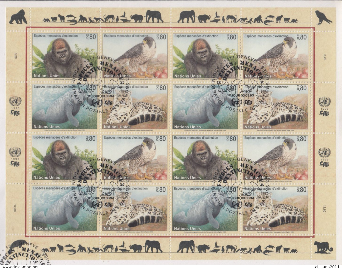 Action !! SALE !! 50 % OFF !! ⁕ UN 1993 Genf SWITZERLAND ⁕ Fauna - Endangered Species ⁕ XXL FDC Cover - Storia Postale