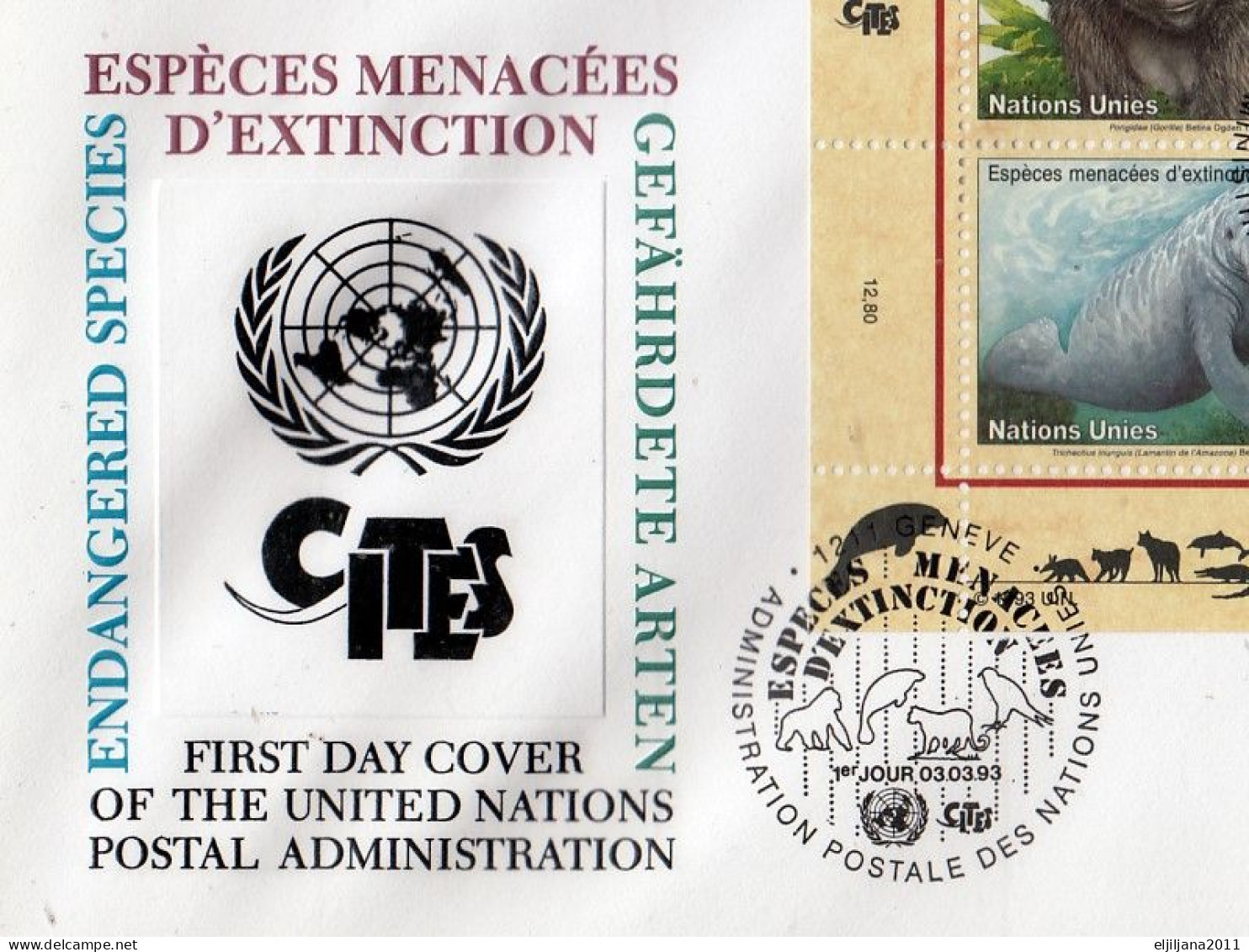 Action !! SALE !! 50 % OFF !! ⁕ UN 1993 Genf SWITZERLAND ⁕ Fauna - Endangered Species ⁕ XXL FDC Cover - Storia Postale