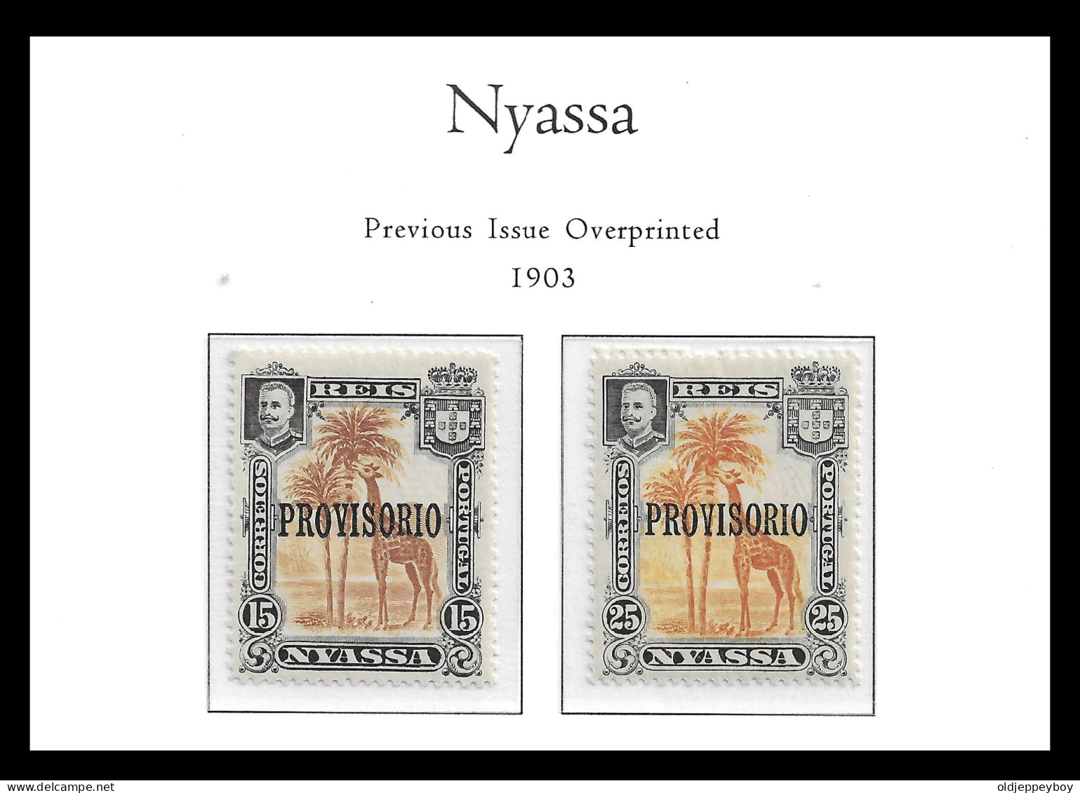 Nyassa 1903 King Carlos (Compete Set) Af. 43 - 44 MNH VERY FINE WITH OVERCHARGE "PROVISORIO" (1901) GIRAFFES - Nyasaland