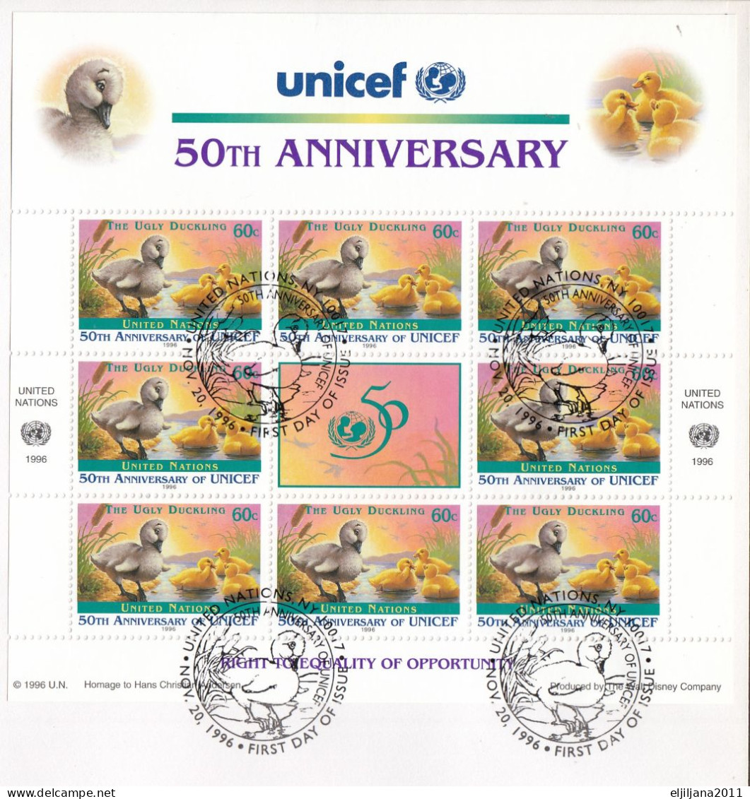 Action !! SALE !! 50 % OFF !! ⁕ UNICEF 1996 ⁕ 50th Anniversary ⁕ New York UN 2v XXL FDC Cover - Lettres & Documents