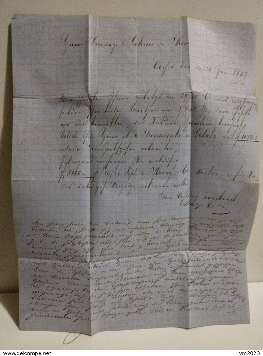 Letter Russia Odessa. Stratz & C, 1857 To Austria Wien. - ...-1857 Prephilately