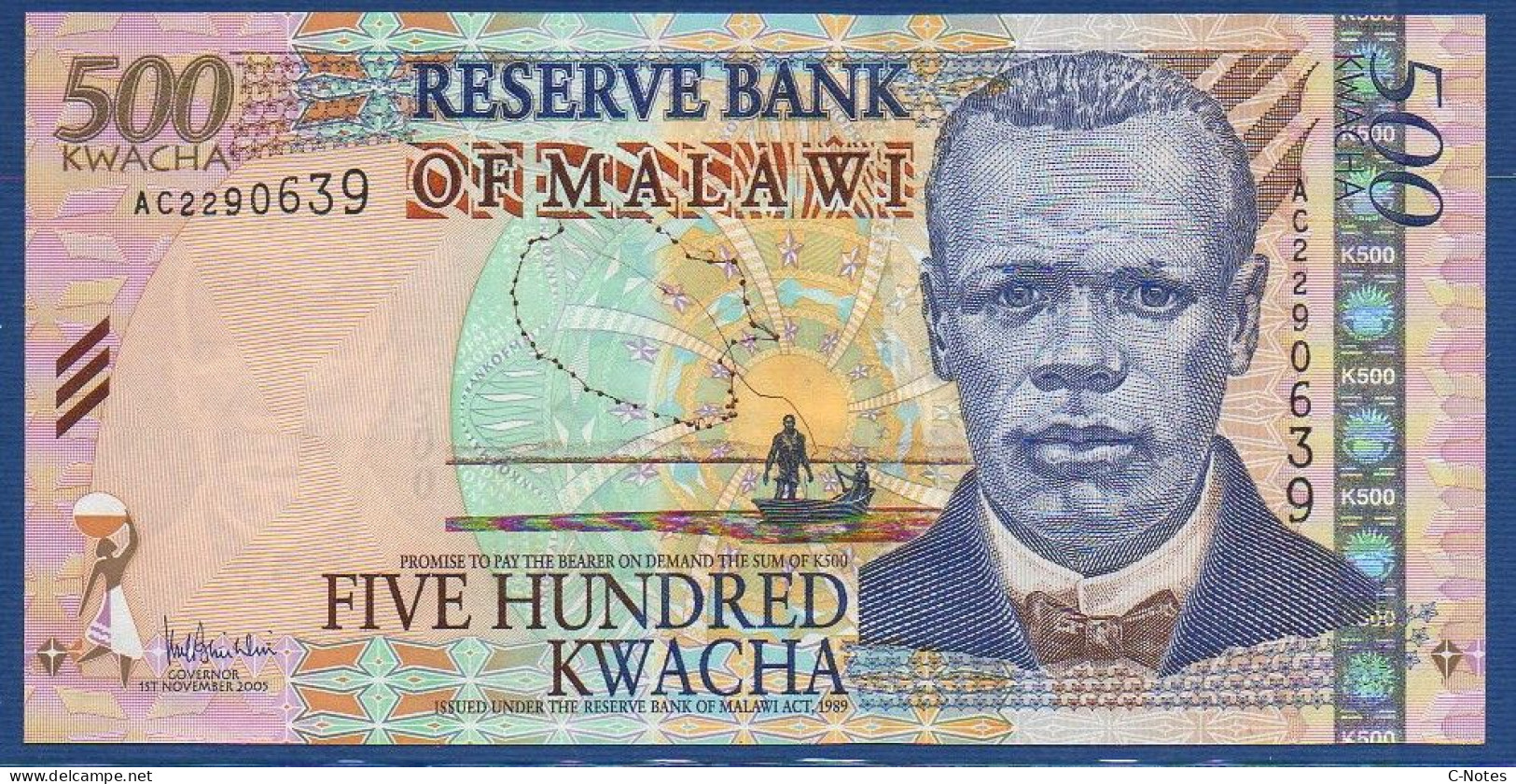 MALAWI - P.56a – 500 Kwacha 2005 UNC, S/n AC2290639 - Malawi